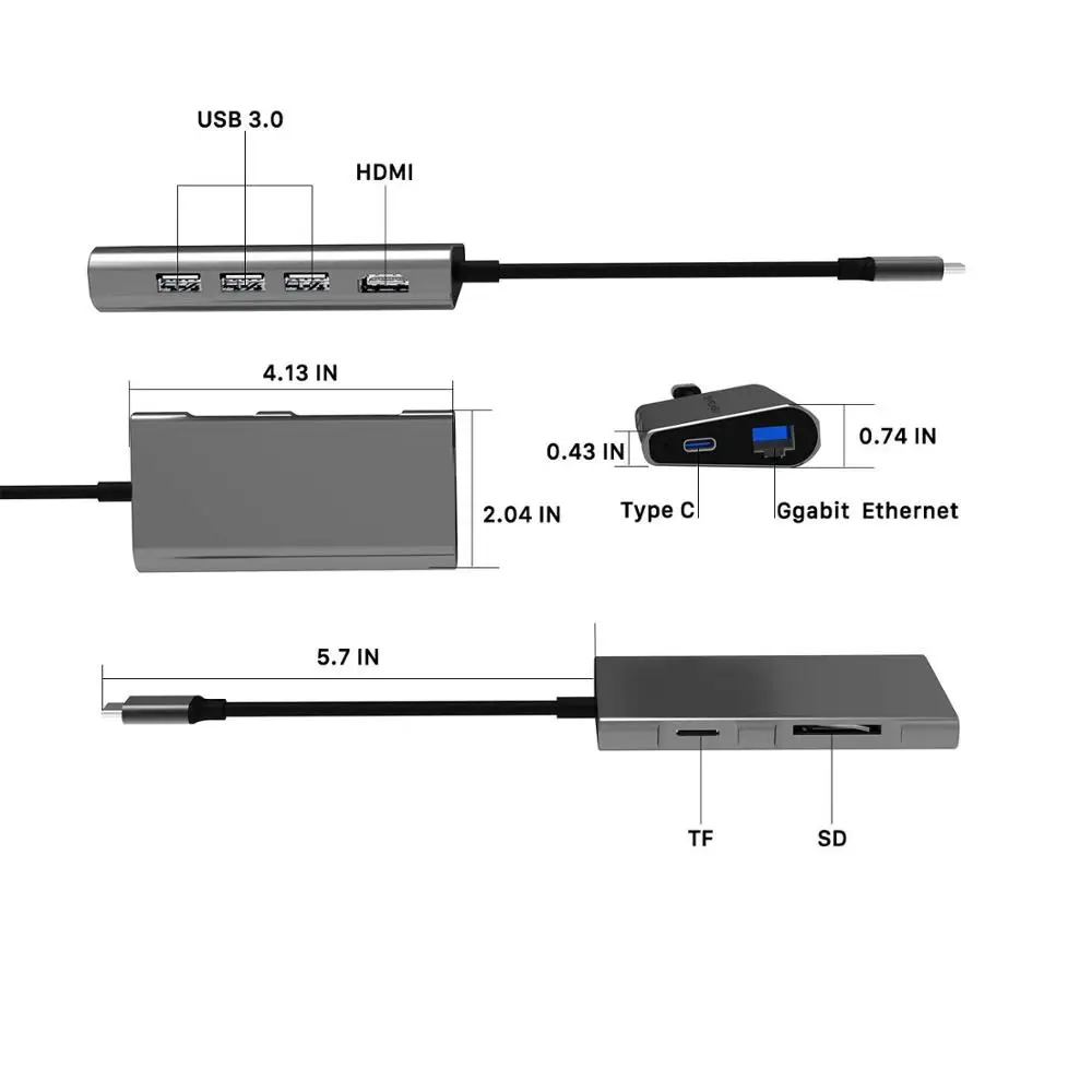 USB C HUB USB-C Type-c to Multi 3.0 HDMI-compatible 4k RJ45 Power Adapter Type HAB Splitter For Macbook Pro Air | Электроника