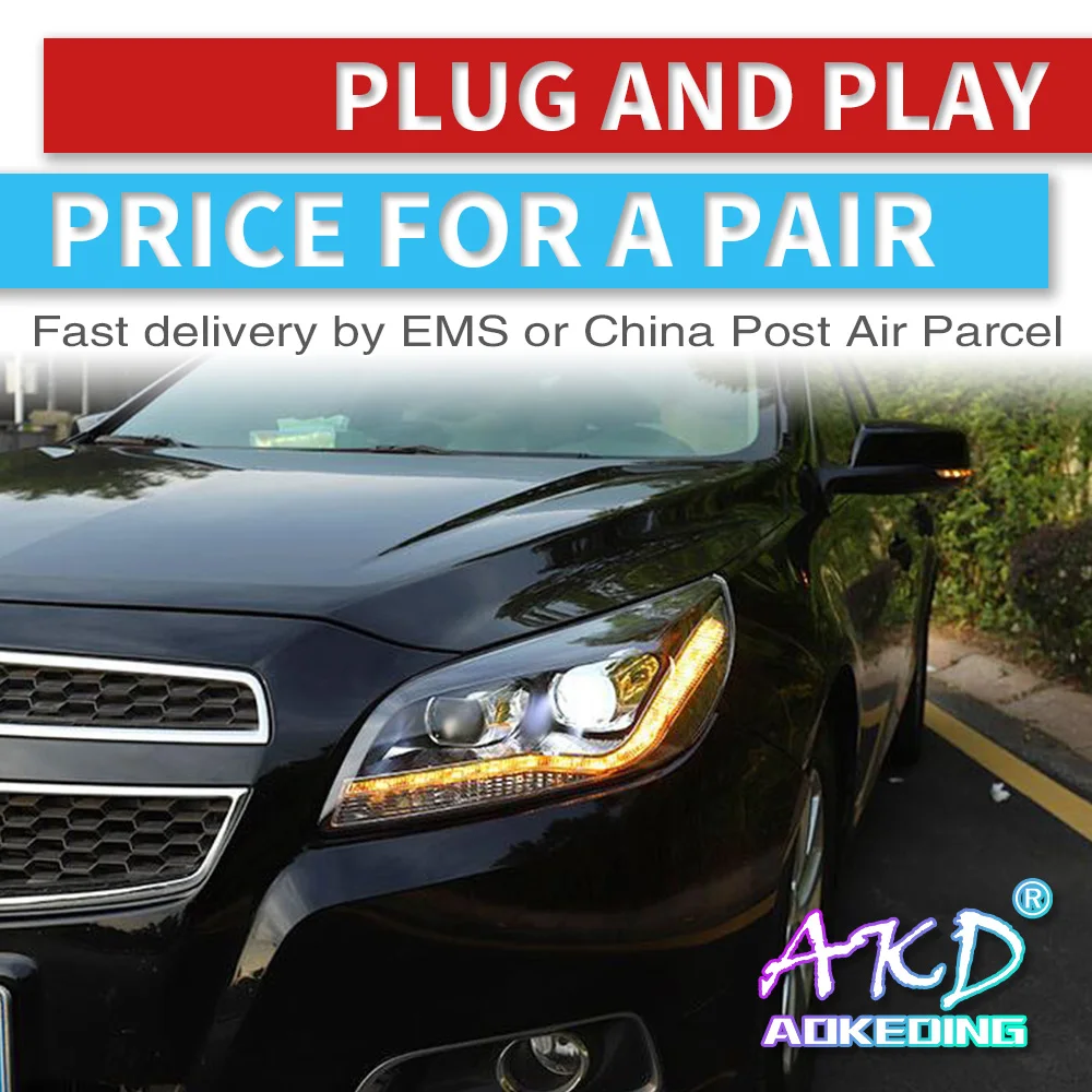 

AKD tuning cars Headlight For Chevrolet Malibu 2012-2014 Headlights LED DRL Running lights Bi-Xenon Beam Fog lights angel eyes