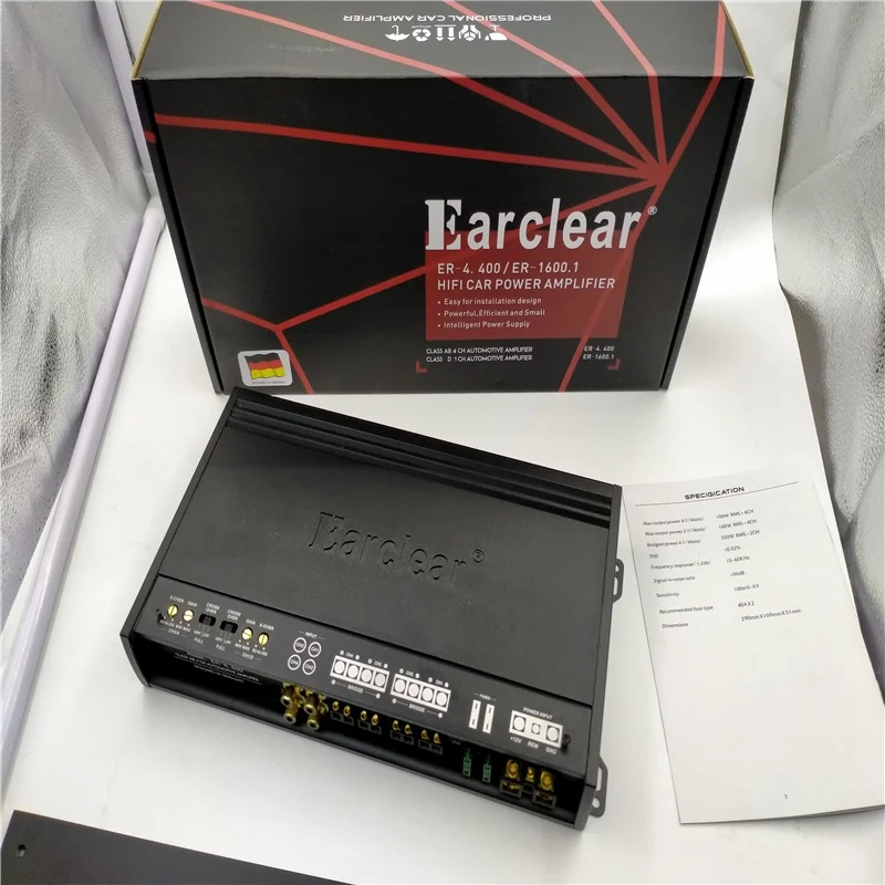 Free Shipping 1 Set 1600W Car Audio Earclear Speaker Power Amplifier AMP RMS 4 Channels Black Made In Germany | Автомобили и