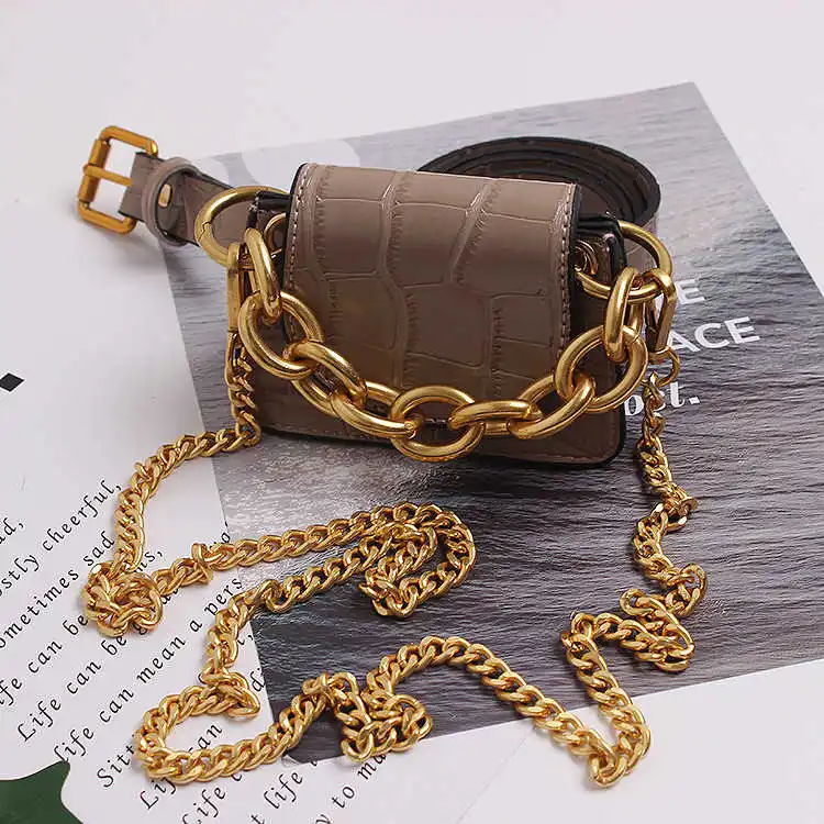 

Women Mini Ladies Belt bag new Crossbody Female Purse Crocodile Pattern Chain Shoulder bag Sweet girl small Flap Waist Bags