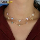 Ожерелье из стерлингового серебра 925 пробы с разноцветным кубическим цирконием в форме сердца, цепочка-подвеска, хороший подарок на День святого Валентина для девушки, бижутерия