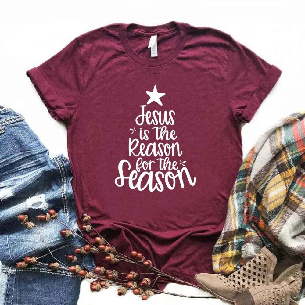 Jesus is the reason/сезон Рождество женская футболка хлопок Повседневная забавная футболка подарок леди Yong Девушка Топ тройник 6 цветов A-1069