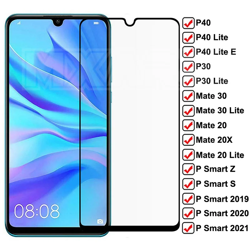 

9D Tempered Glass For Huawei Mate 30 20 10 Lite 20X Screen Protector For Huawei P30 P40 Lite E P Smart 2019 Z S Protective Glass