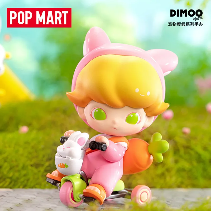 POP MART DIMOO-Caja de regalo Original para mascotas, modelo de caja ciega de serie de vacaciones, Anime, regalo de figura, caja sorpresa-0