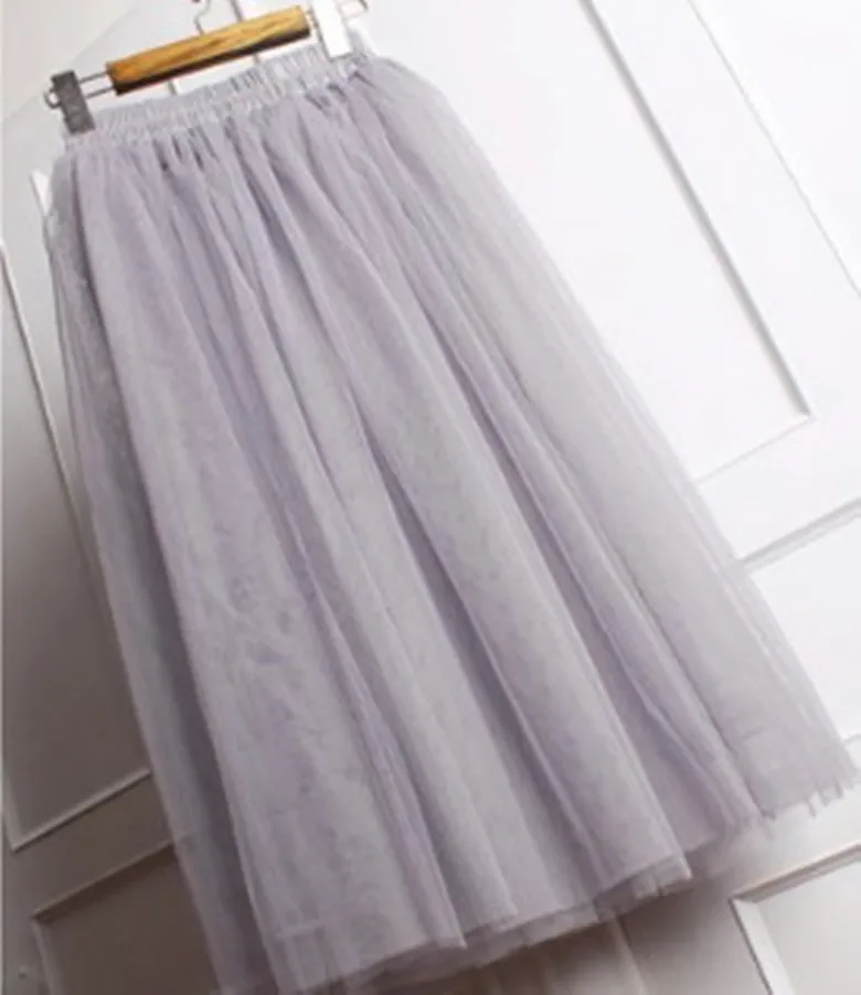 Юбка-миди из тюля черно-белая с высокой талией 2019 | Женская одежда