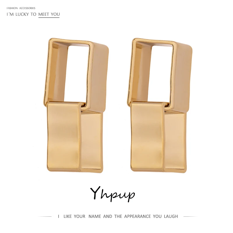 Женские массивные серьги подвески Yhpup с квадратными отверстиями минималистичные