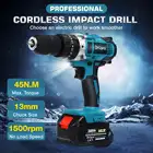 Беспроводная электрическая дрель Drillpro 3 в 1, двухскоростная ударная отвертка, электроинструмент с литий-ионной батареей 15000Amh
