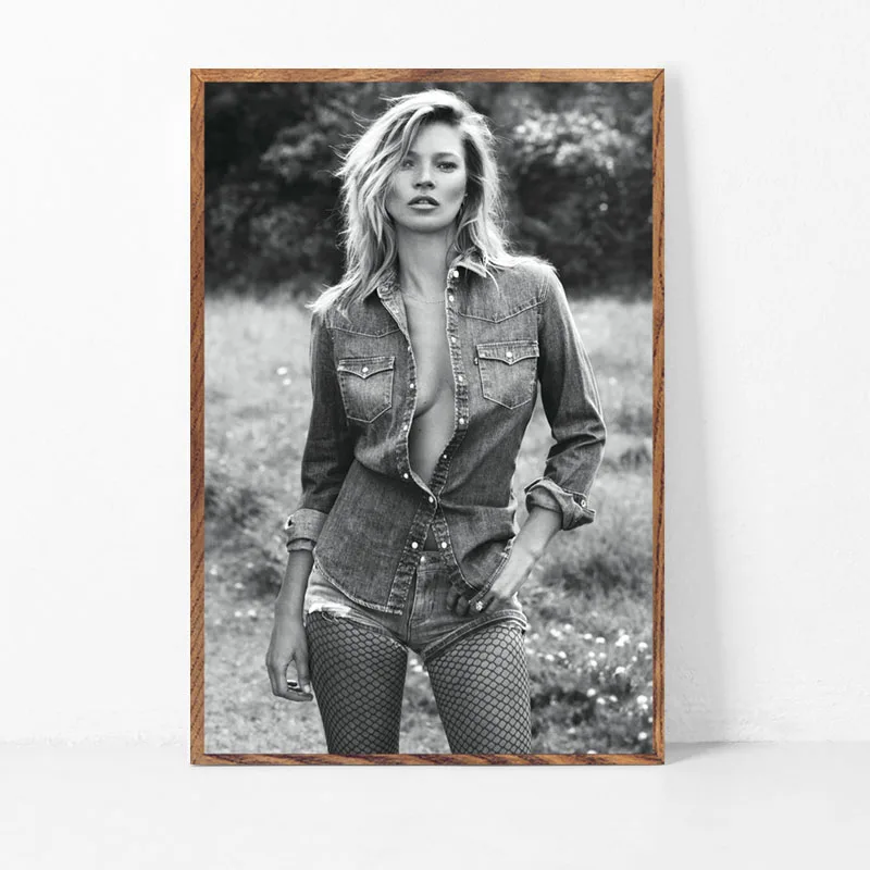 Kate Moss супер модель звезда Мода сексуальная B& W художественная живопись Шелковый Холст плакат настенный домашний декор