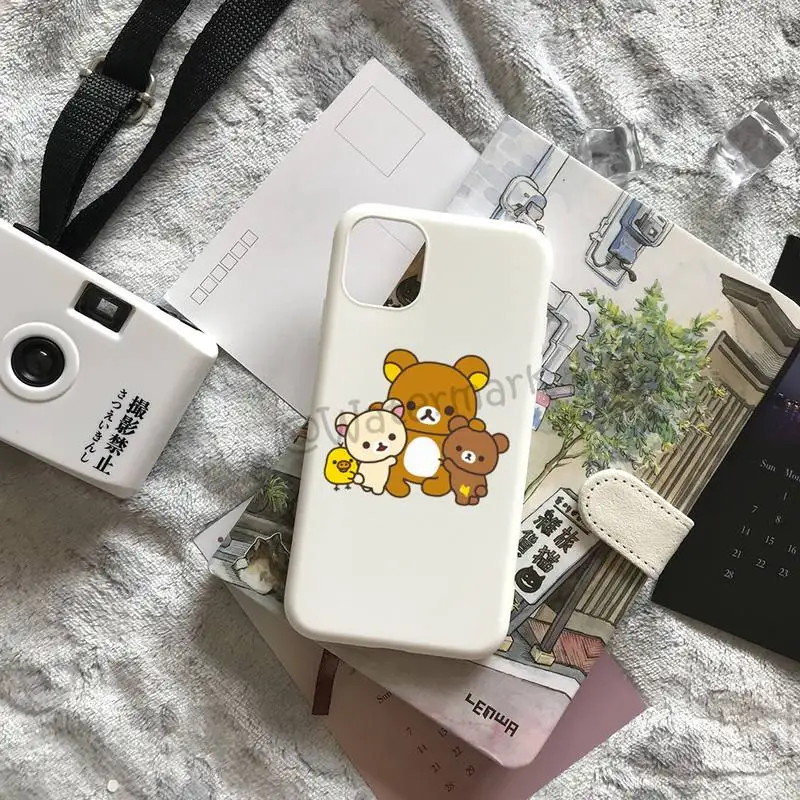 Чехол для телефона Rilakkuma с милым медведем IPhone 12 11 Pro Max Xs Xr X 6 6s 7 8 Plus Белый