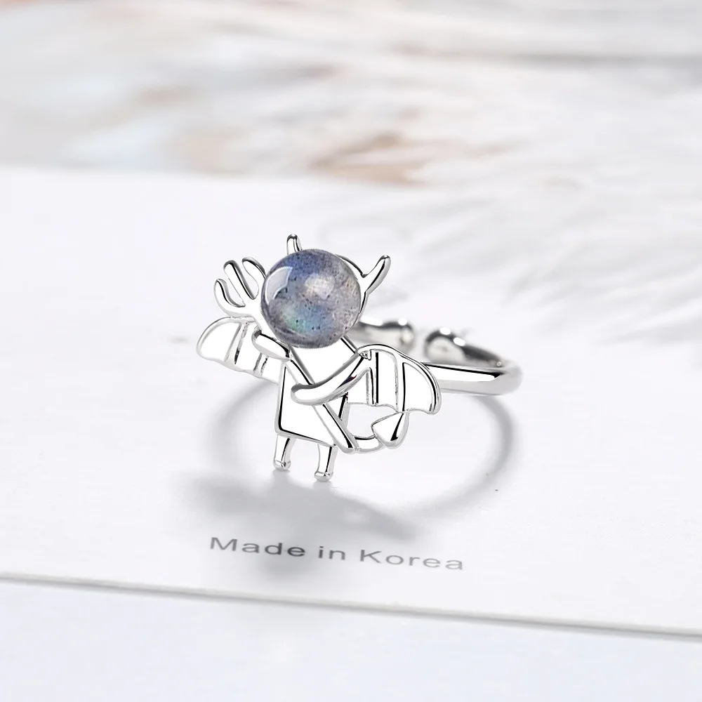 

Demon Ring 925 Sterling Silver Charm Moonstone Rings for Women Victorian Style Round Female Ring Fine Jewelry Gift for Wife
