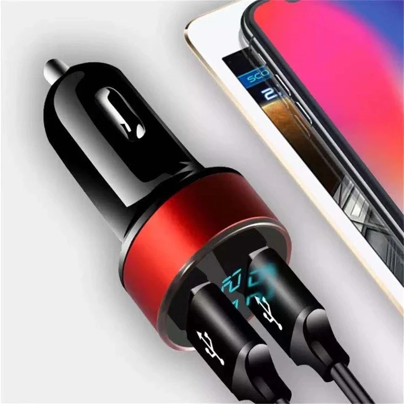 5v 4 8a car chargers 2 ports fast charging for samsung huawei iphone 12 11 pro 8 plus led display dual usb car charger adapter free global shipping