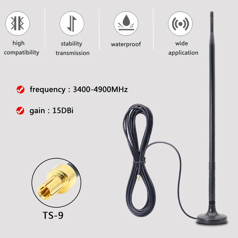Всенаправленная антенна-усилитель сигнала ts9 SMA male 4G с высоким коэффициентом