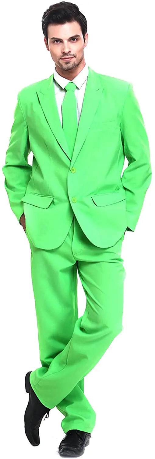 

U LOOK UGLY TODAY Mens Party Suit Solid Color Jacket Costume Leisure Suit for Halloween Party with Tie & Pants