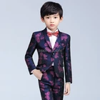 Детская благородная куртка, жилет, штаны Вечерние платья из 3 предметов роскошный свадебный костюм с цветочным принтом для мальчиков Детский костюм для сцены и фортепиано, От 3 до 14 лет