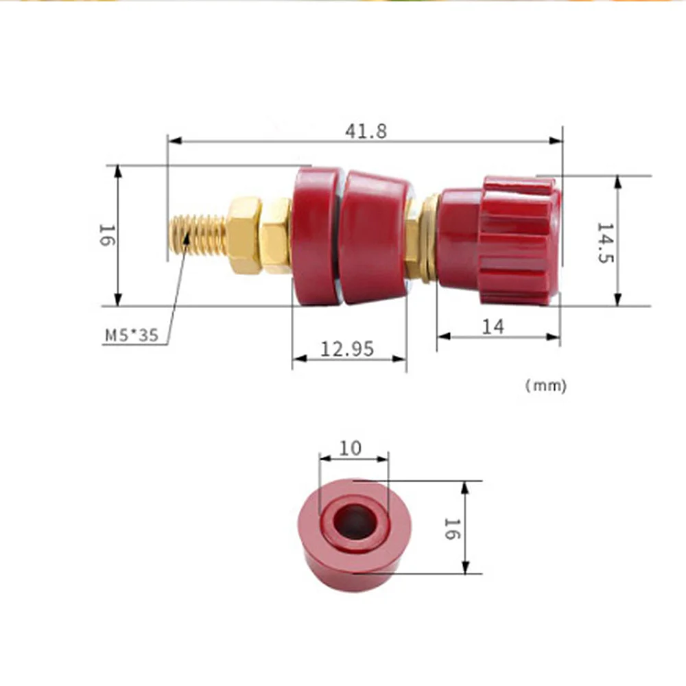 

2Pcs 5/8/10mm Stud Battery Power Supply Junction Post Connector Terminal Kit Black Red Stud Cable Connection Extended Jumper