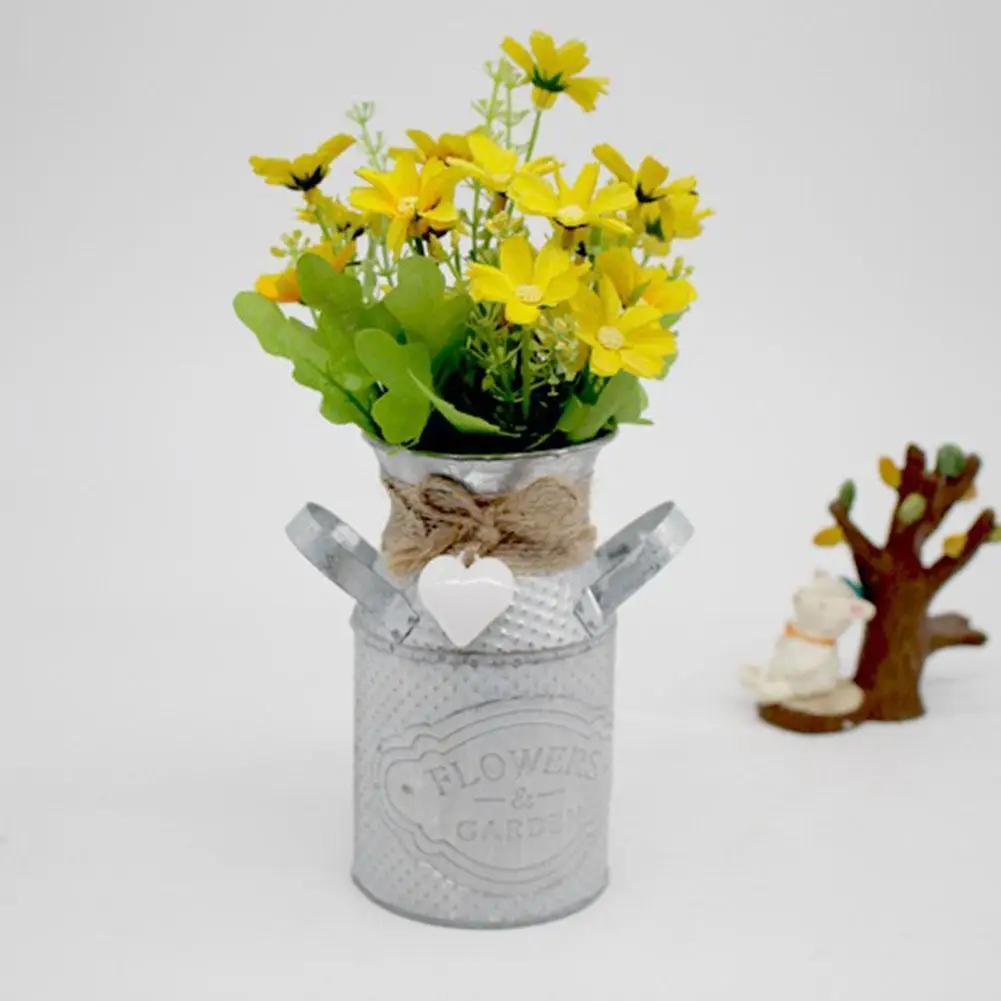 

Simple Iron Vase Flower Pot Planter Pastoral Style Home Ornaments Garden Crafts Table Decoration I1M0