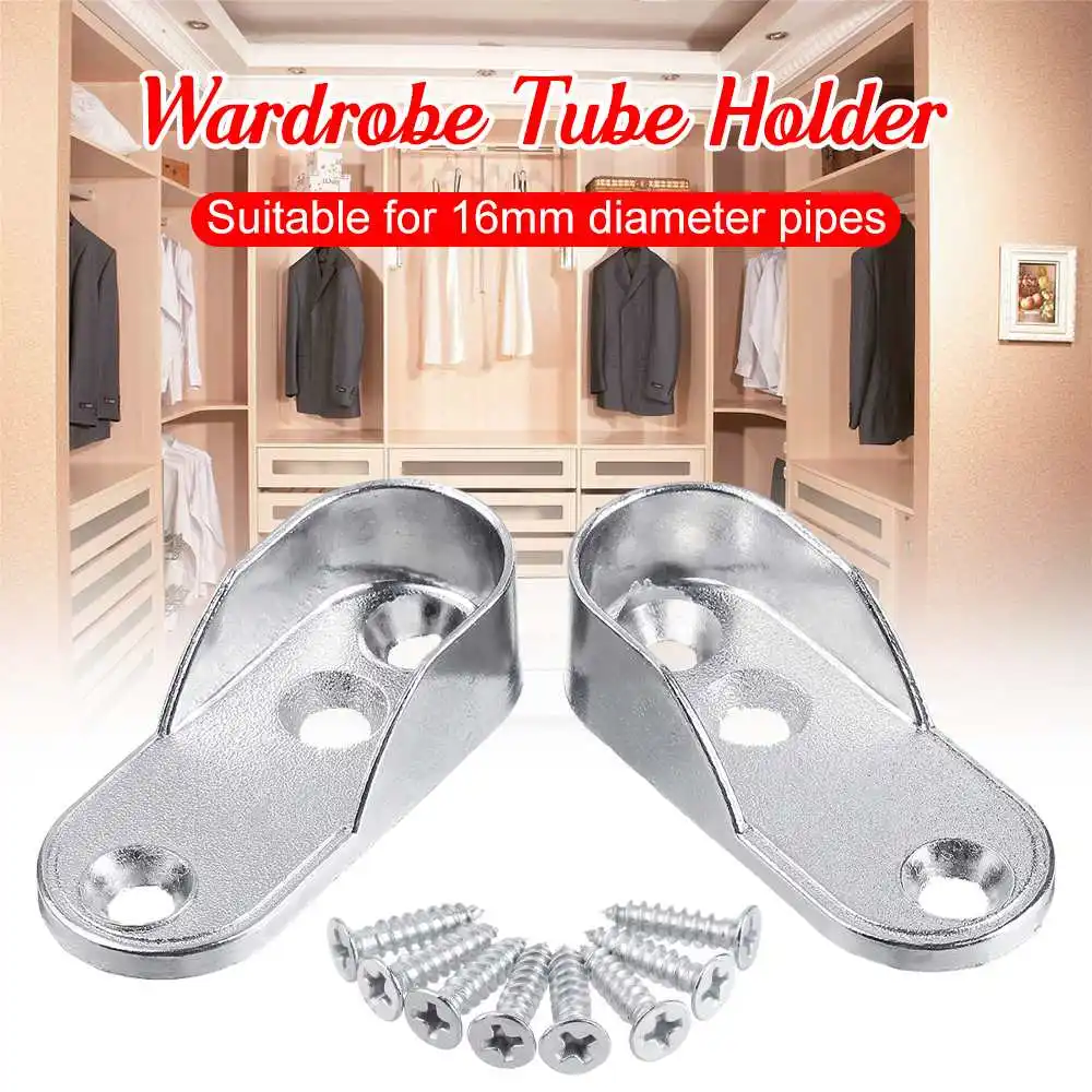 

6/4/2/1 pair 3 Hole Wardrobe Tube Holder With 6 Stainless Steel Screws Oval Closet Rod End Supports Furniture Hardware Access
