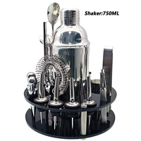 practical acrylic base bartender set cocktail shaker set with rotating stand bar tools gifts home decoration