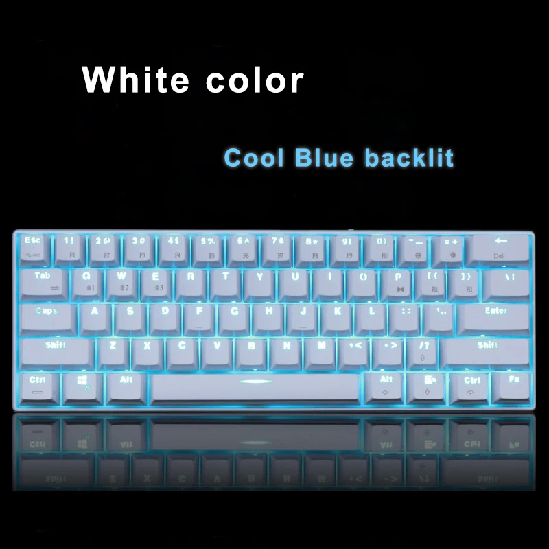 White Bluetooth механические игровые клавиатуры Тонкий 61 клавиши RGB с одной подсветкой Подсветка поддержка Wins/Android/iOS - Цвет: White