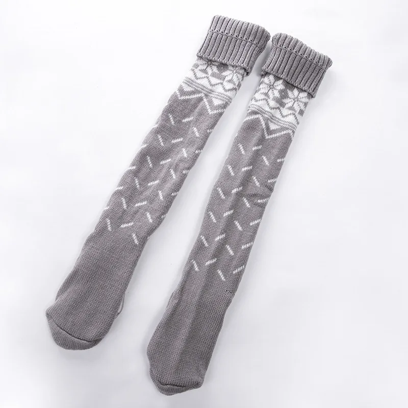 

Thick Warm Winter 70cm Length Over Knee Stockings Gray And Red Colors String Fashion