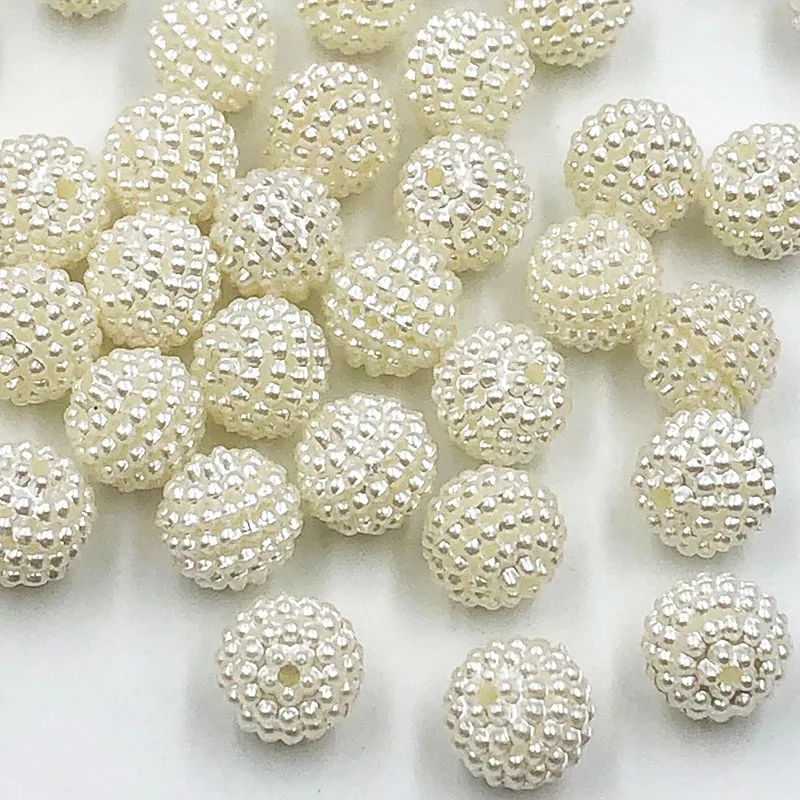 

100PCS 10MM Beige/White ABS Loose Beads DIY Jewelry Accessories