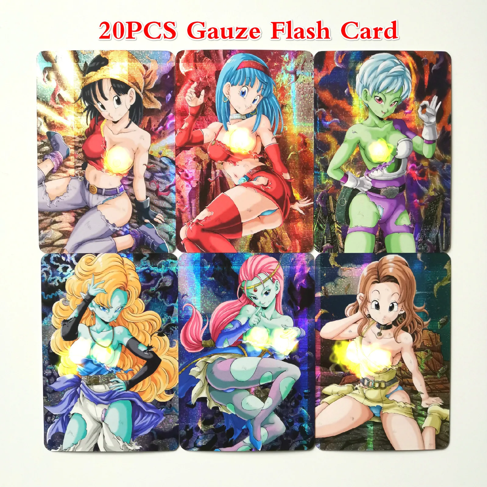 20pcs Gauze Flash 20 шт./компл. супер Dragon Ball Z пикантные джентльмен Чичи Bulma Android 18 героев карточной ультра игровая коллекция карт - Цвет: 20pcs Gauze Flash