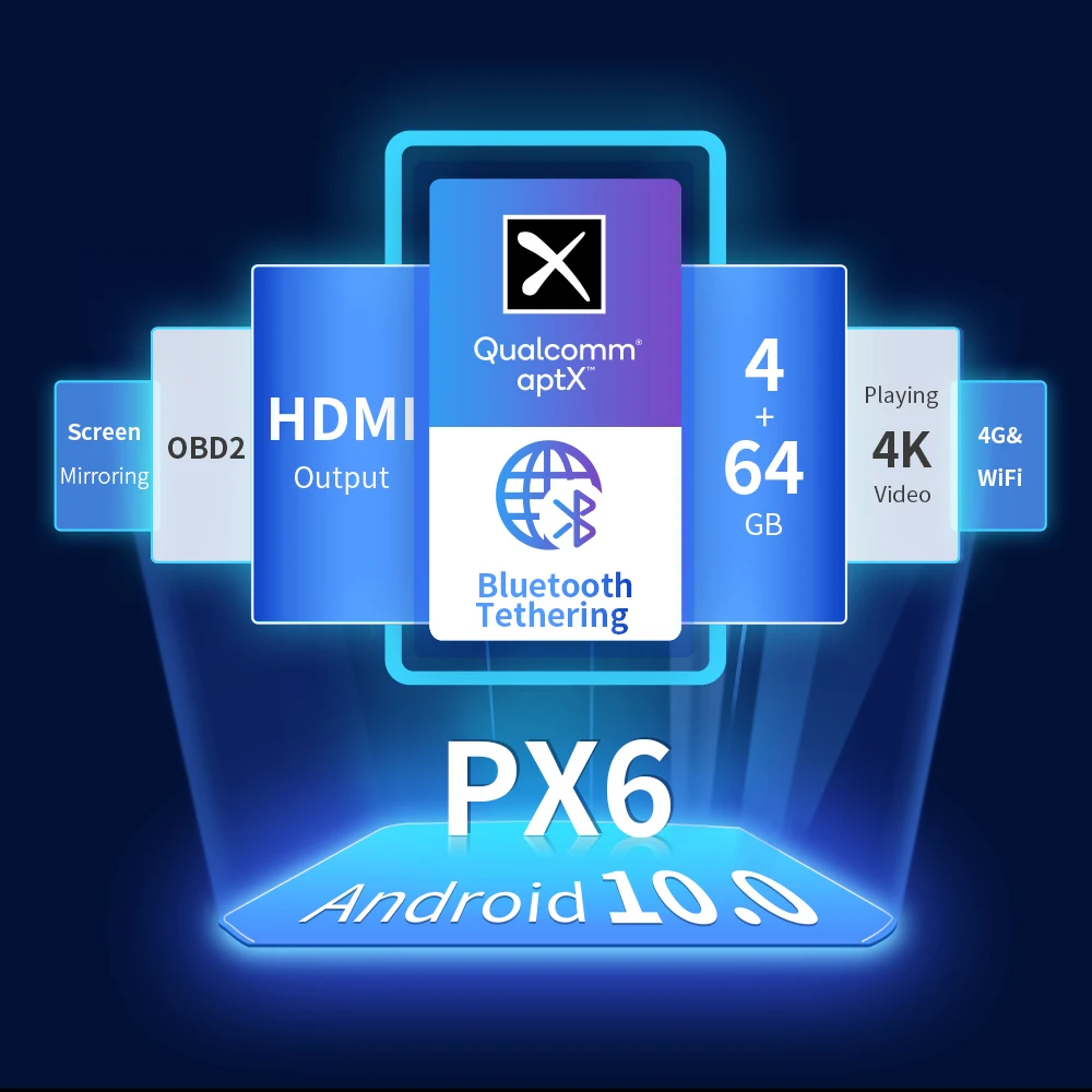 XTRONS 10 1 ''антибликовый Android 0 PX6 Универсальный 2 Din Автомобильный мультимедийный