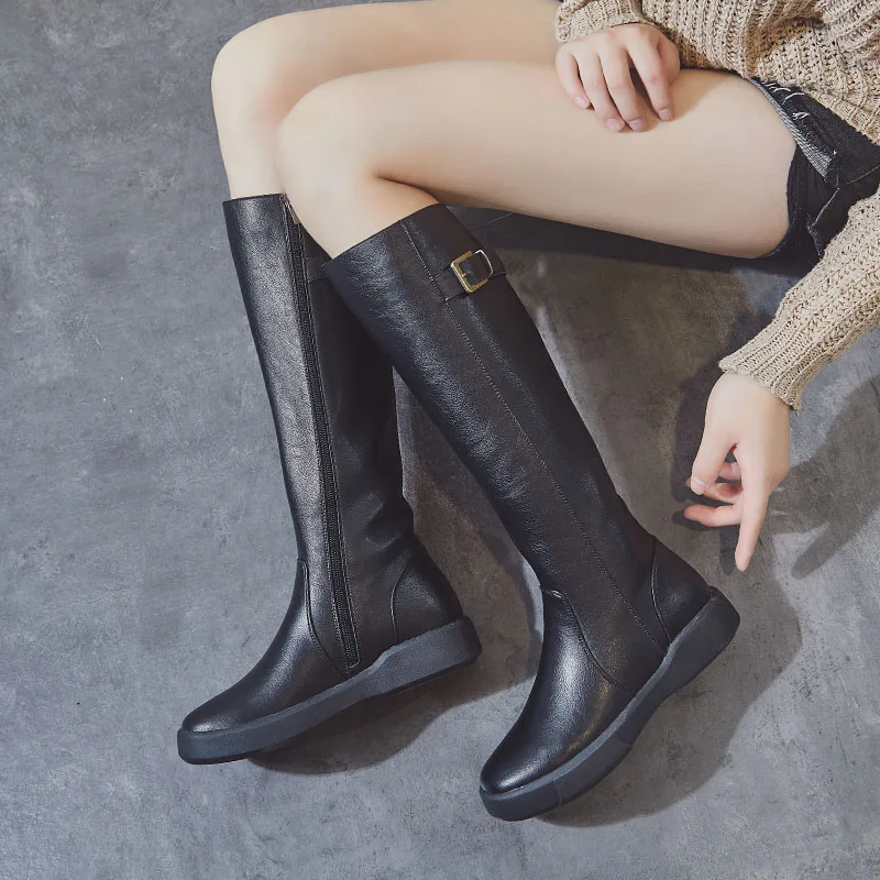 DRKANOL 2022 женские длинные сапоги ручной работы в стиле ретро зимние теплые до