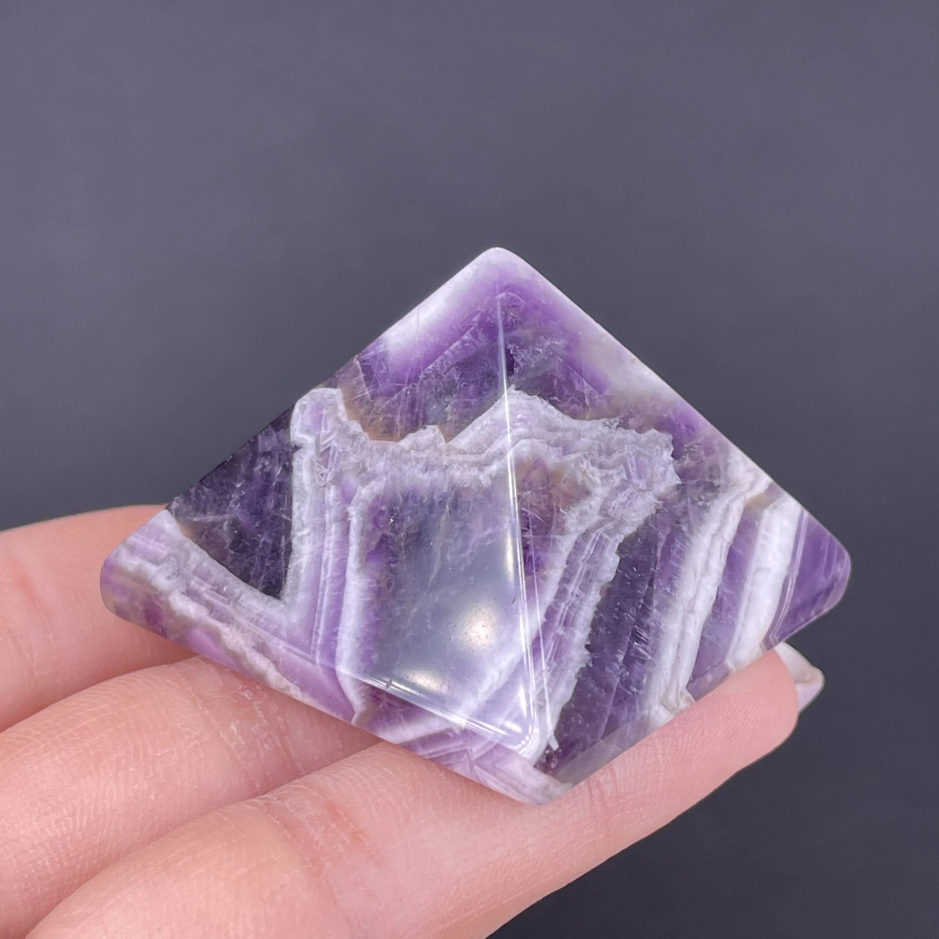 

Natural Amethyst Crystal Pyramid Striped Chakra Reiki Crystal Energy Home Decor