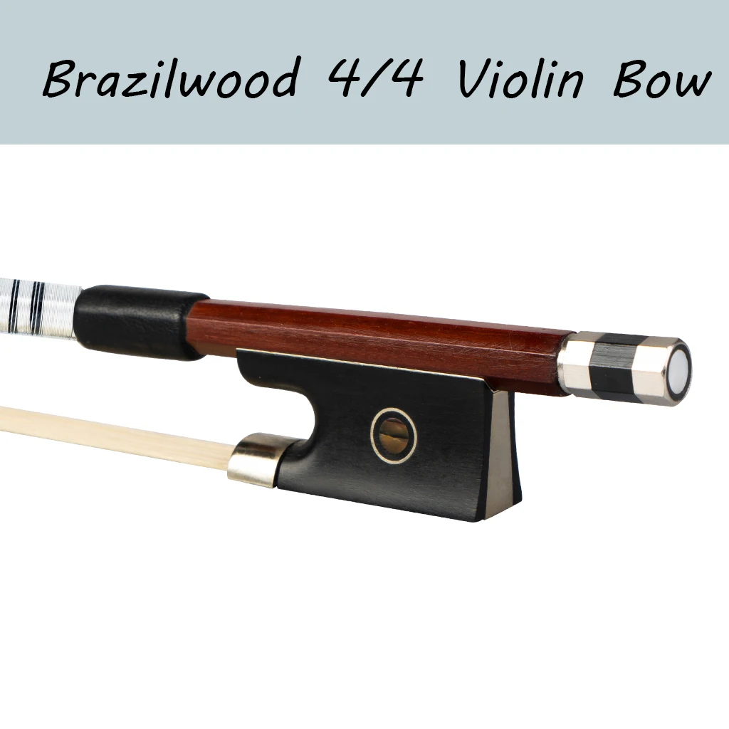 

Brazilwood Violin Bow 4/4 with Ebony Frog Octagonal Mount Well Balanced Light Weight Real Mongolian Horse Hair