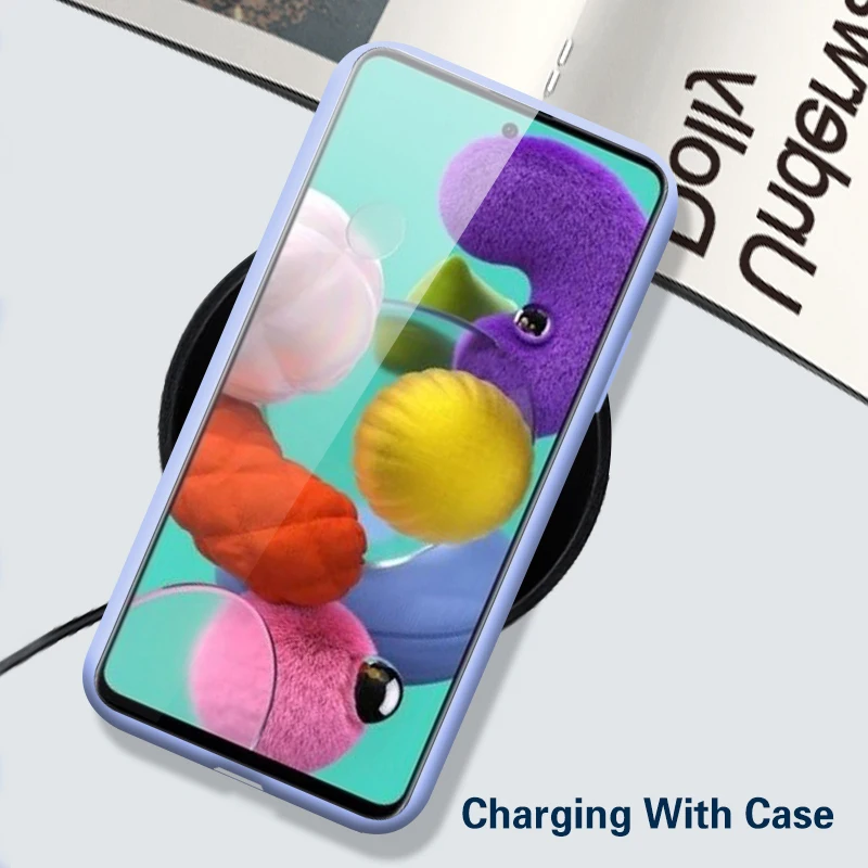 For Samsung Galaxy A51 Case Liquid Silicone Rubber Shockproof Soft Cover A71 Phone Cases SM-A515F Coque |
