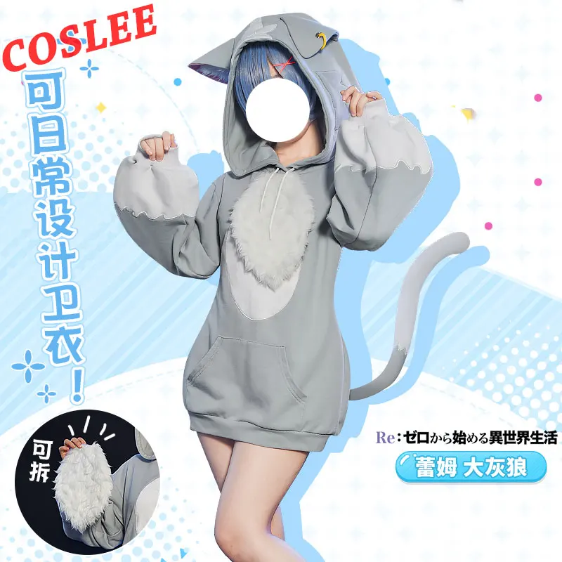

COSLEE Anime Re Life in a Different World From Rem Cosplay Costume Cute Wolf Sweater Hoodie Women Activity Party Role Play Cloth