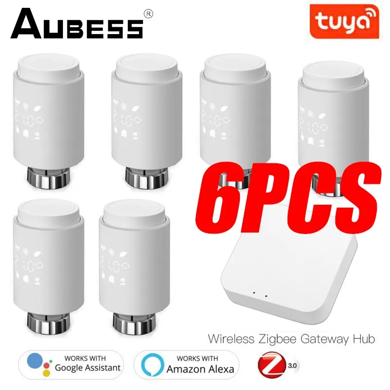 

Оптовая продажа, привод радиатора Tuya Smart ZigBee, TRV программируемый термостатический клапан радиатора, контроллер температуры с поддержкой Alexa
