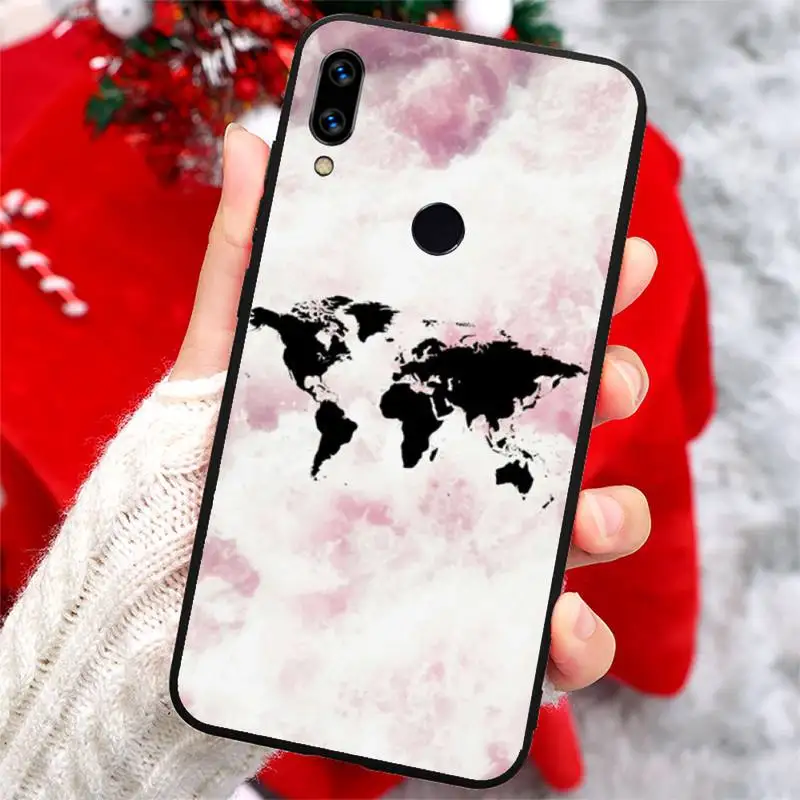 

World Map Travel aircraft Phone Case For Xiaomi Redmi note 7 8 9 t k30 max3 9 s 10 pro lite