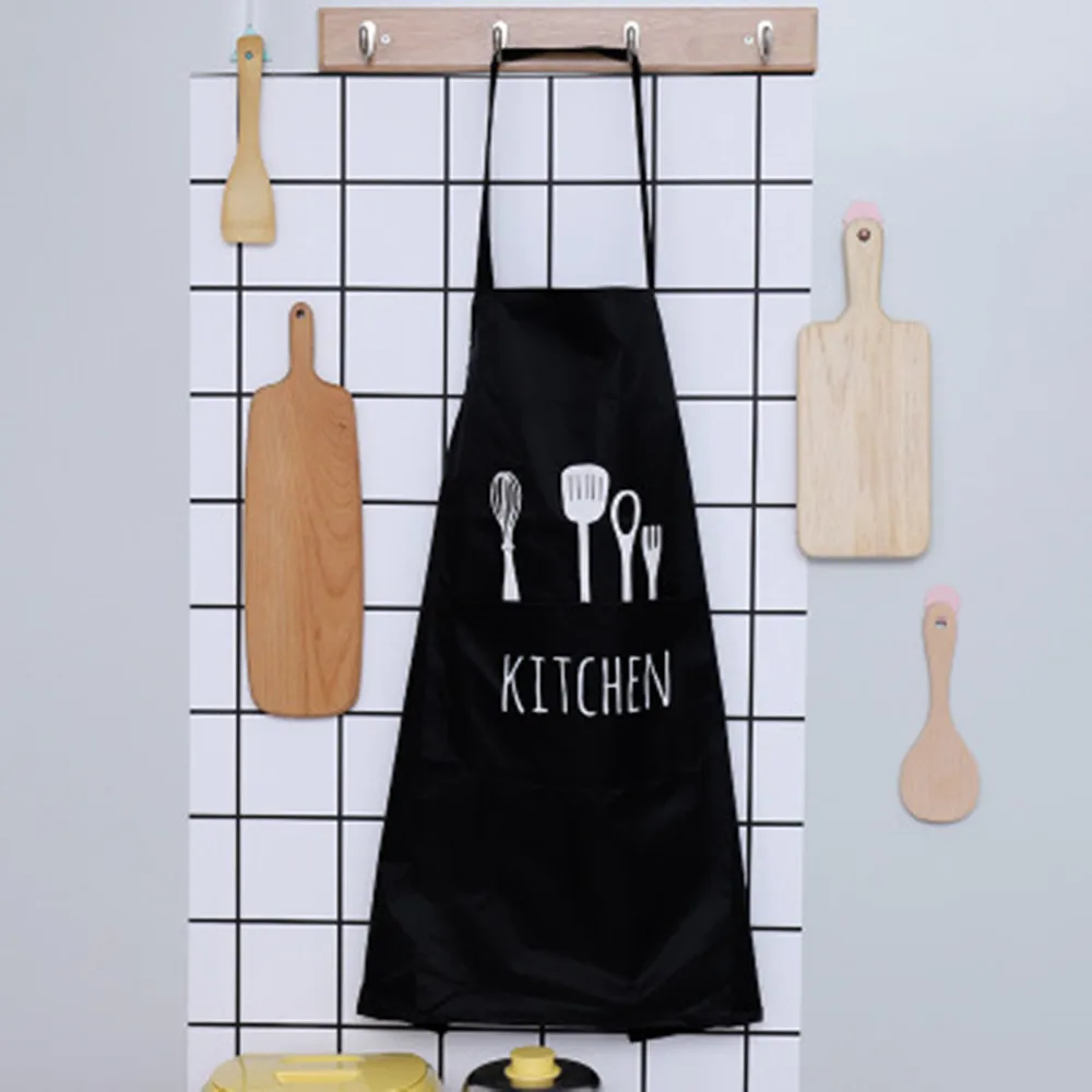 

Waterproof Apron Washable Polyester Dual Pockets Unisex Kitchen Pinafore For Waiter Chef Household Clean