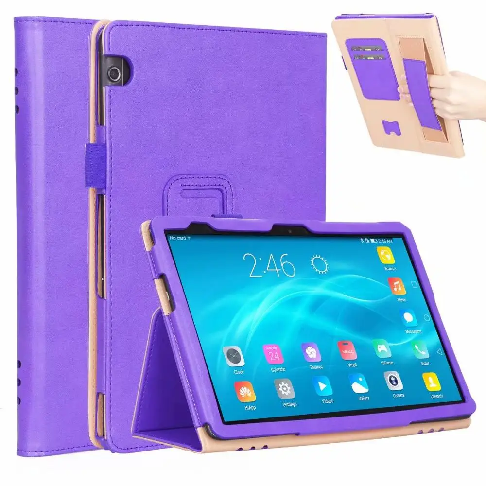 Фиолетовый Чехол для планшета из искусственной кожи для huawei MediaPad T5 10 AGS2-L09/L03/W09/W19 10,1 дюймов чехол для планшета Funda+ ручка - Цвет: Фиолетовый