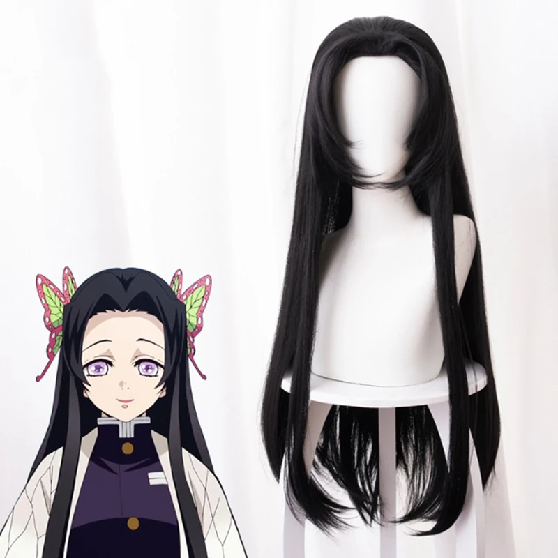 

Парик для косплея из аниме комиксов Demon Slayer Kimetsu no Yaiba, термостойкий синтетический парик для косплея, черные длинные парики