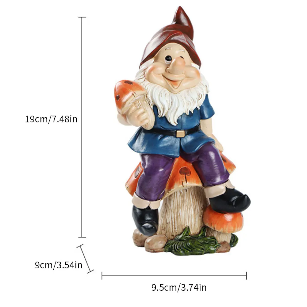 

Hand-Painted Garden Gnome Dwarfs Figures Cake Kids Lovely Garden Decoration High-Quality Resin Birthday Gift Decorative Ornament