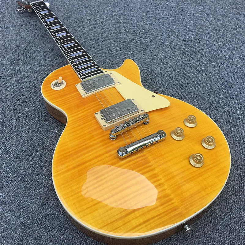 

Standard Electric Guitar Mahogany Body Flamed Maple Top Rosewood Fingerboard Chrome Hardware Trans Yellow Gloss Finish