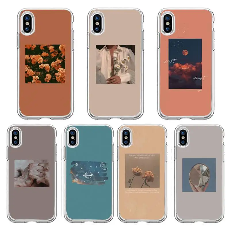 

Aesthetics flowers daisy pattern Phone Case Transparent soft For iphone 12 11 13 7 8 6 s plus x xs xr pro max mini