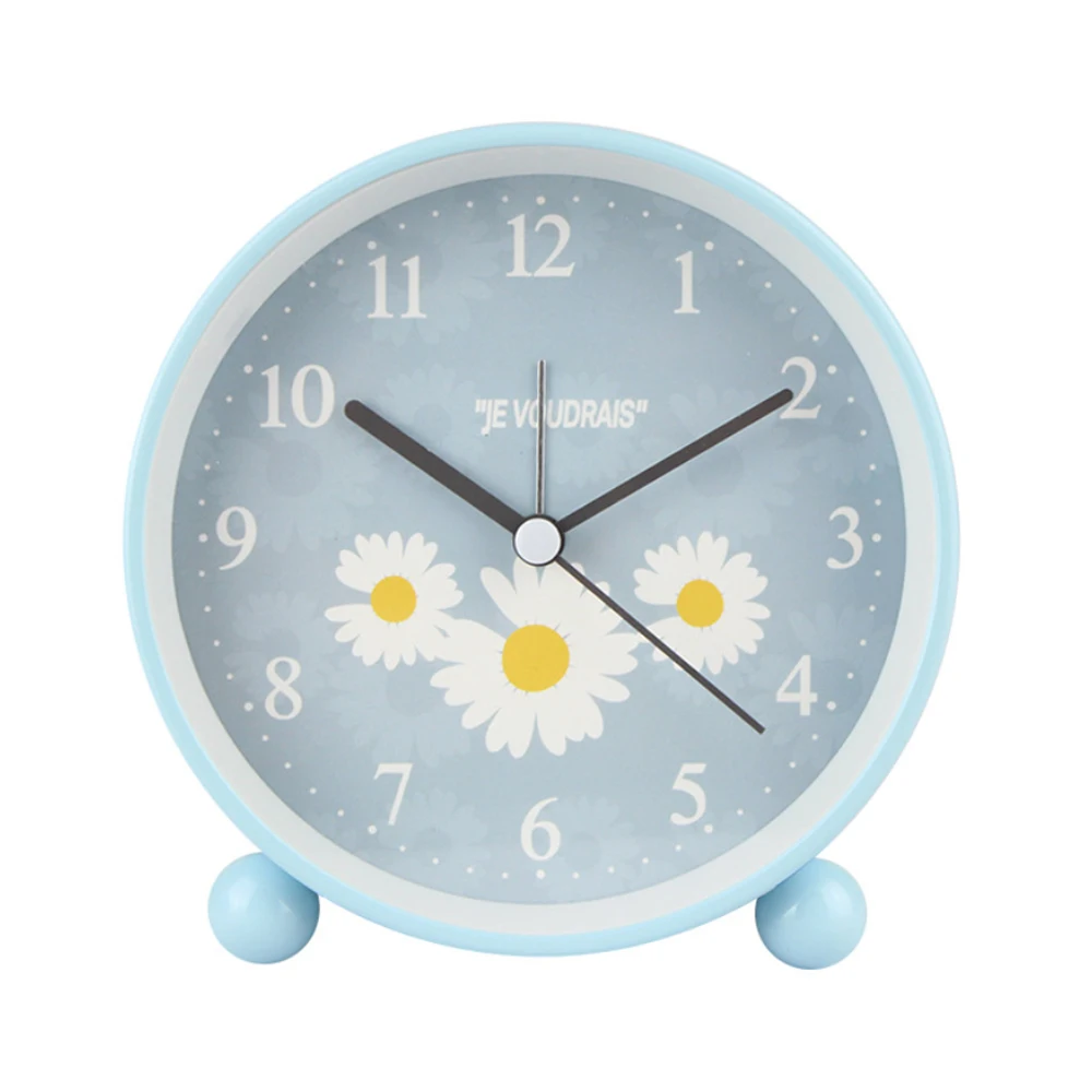 Современные популярные часы будильник модные круглые с цветами для детей