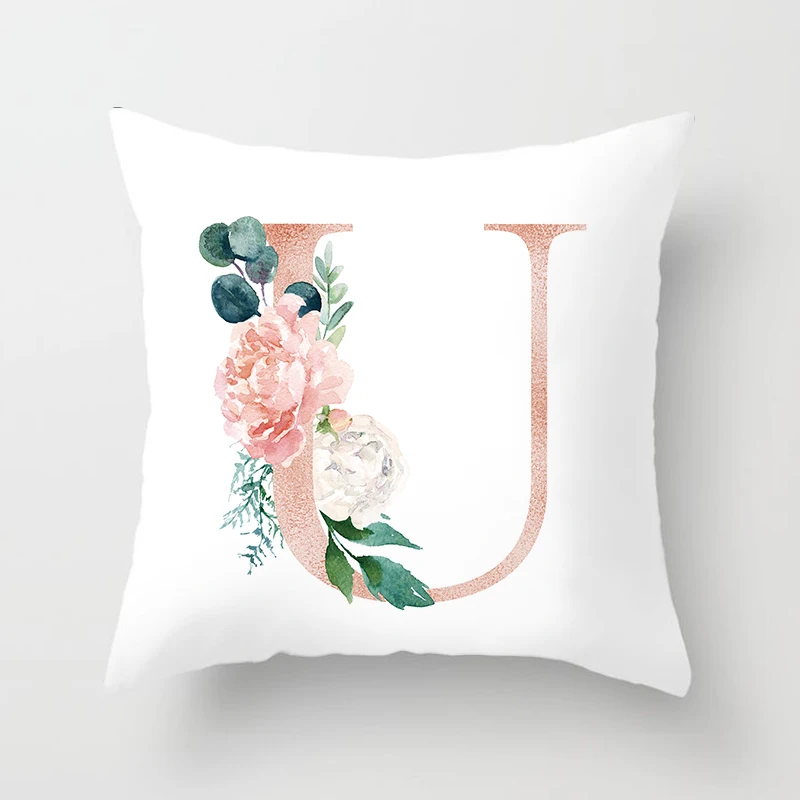 Декоративная Наволочка на подушку с буквами и цветами День святого Валентина