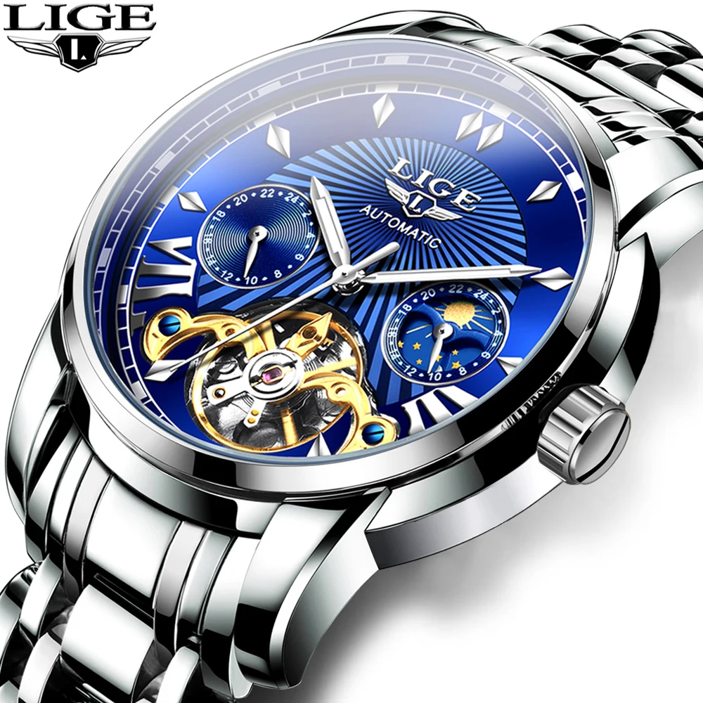 

Relogio Masculino LIGE 2020 Men's Self-Wind Tourbillon Mechanical Watches Water Resistant Automatic Skeleton Watch Men Relojes