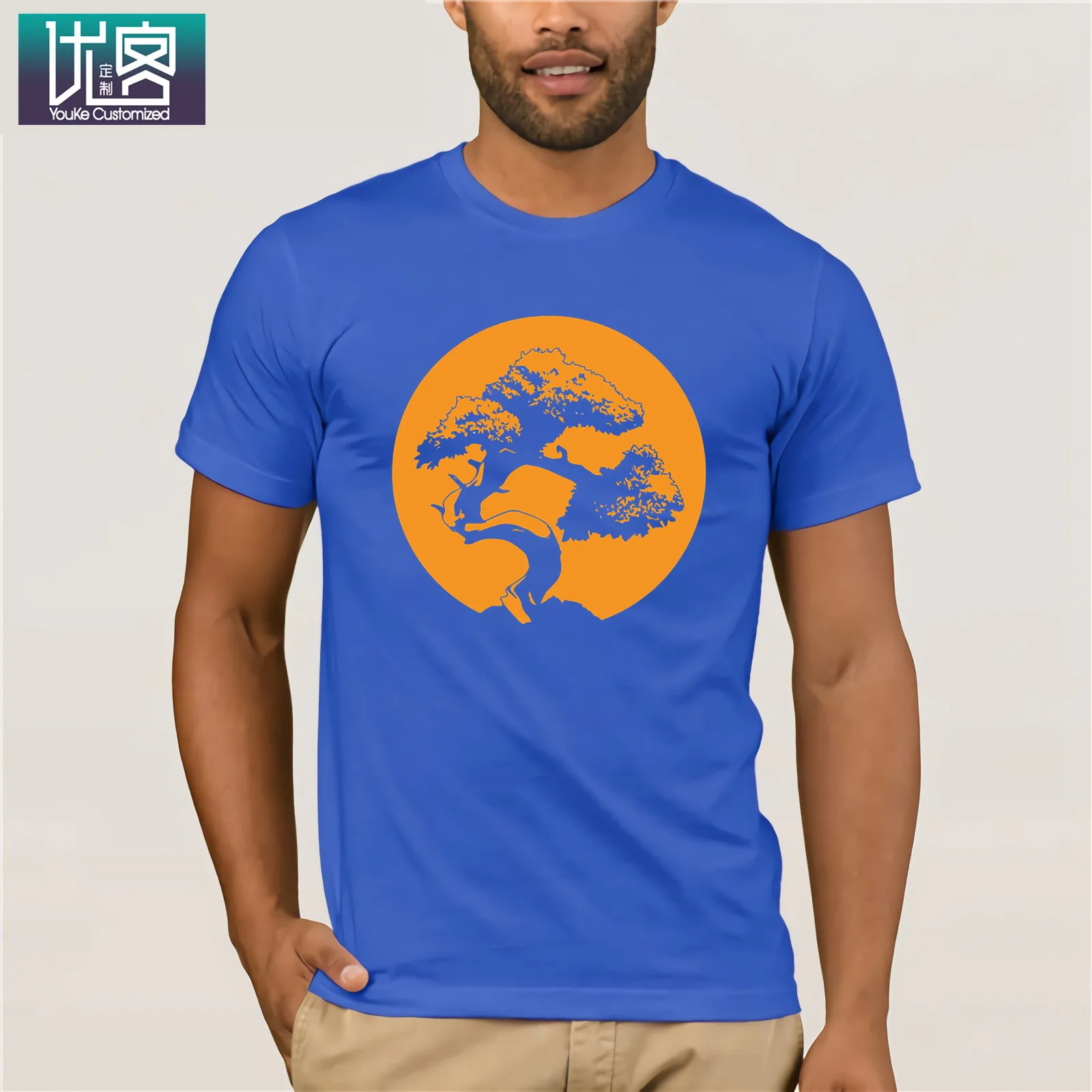 Bonsai T Shirt Japanese Trees Zen Buddhist Orange Sunset 1 Summer Fashion Men's Short Sleeve T-Shirt Cotton Tee Present | Мужская