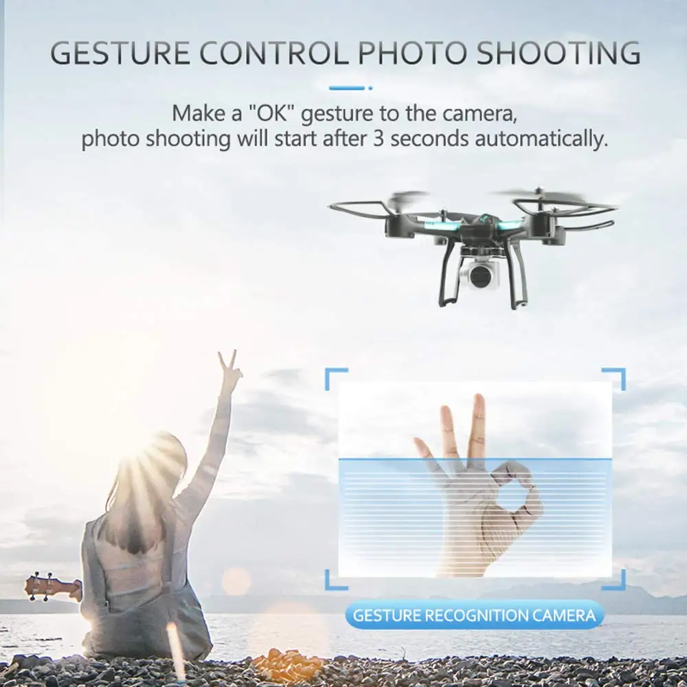 Дрон на радиоуправлении FPV с 4-канальной камерой 720P HD Wi-Fi 360 ° | Электроника