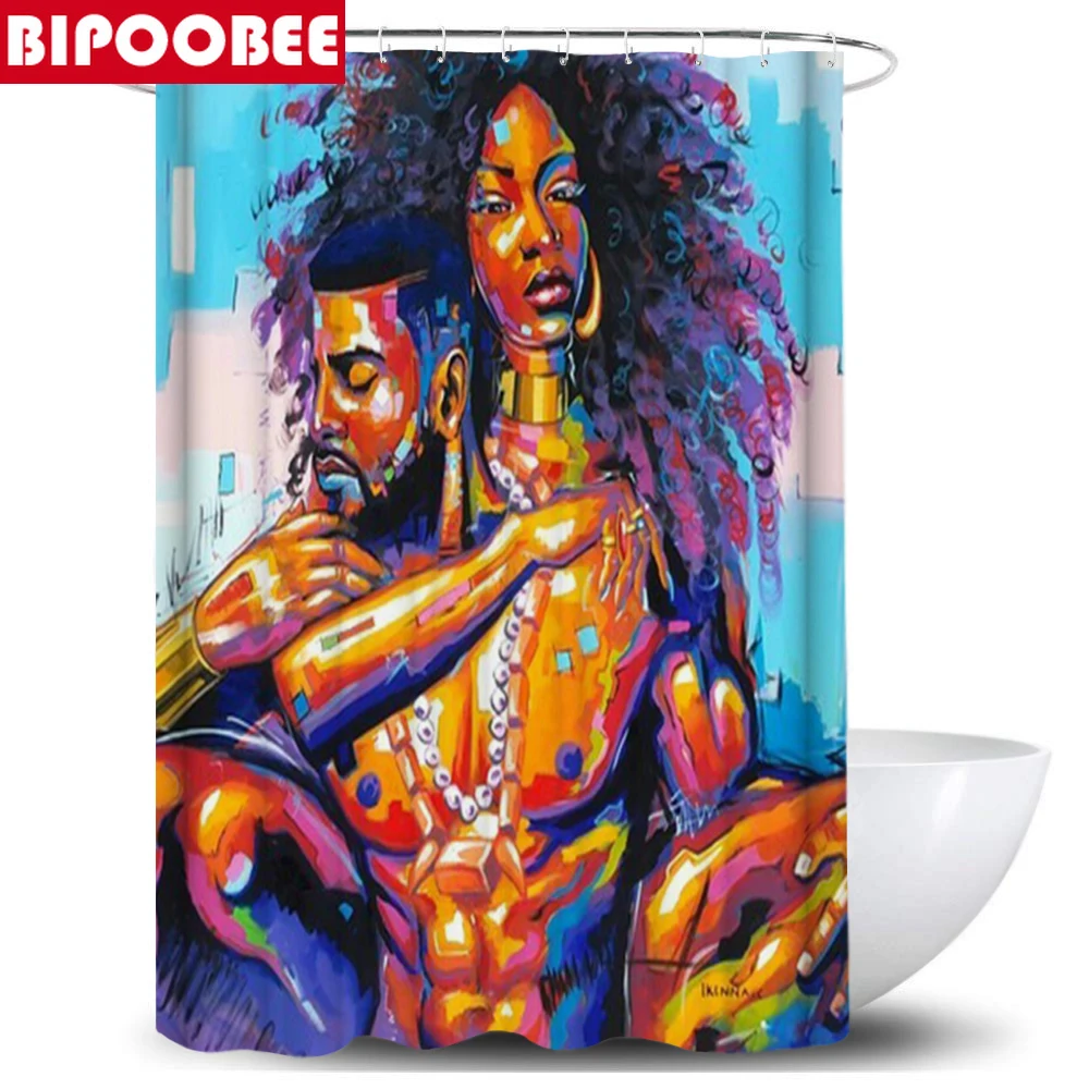 Африканская занавеска для душа влюбленных женщин в афроамериканском стиле