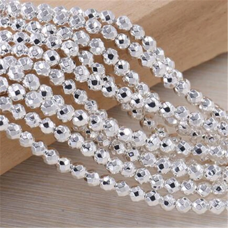

AA+ Faceted Silver Plated Hematite Iron ore Natural Stone Beads Round Loose beads For Jewelry Making 2mm 3mm Diy Bracelet