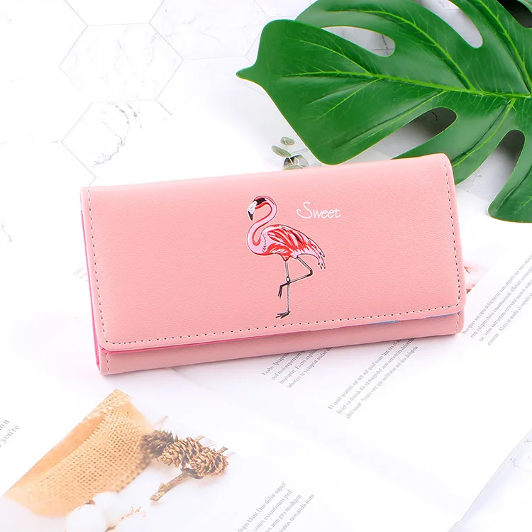 pink Женские кошельки с рисунком фламинго, женский кожаный кошелек, милые женские кошельки, женский кошелек, держатель для карт, клатч, сумочка, кошелек - Цвет: pink