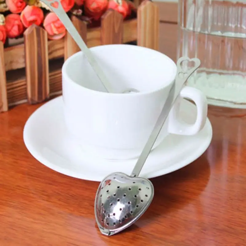 

1 Pcs Stainless Steel Spoons Heart Shape Tea Infuser Spoon Strainer Steeper Handle Shower Ice Cream Tea Coffee Strainer Tools