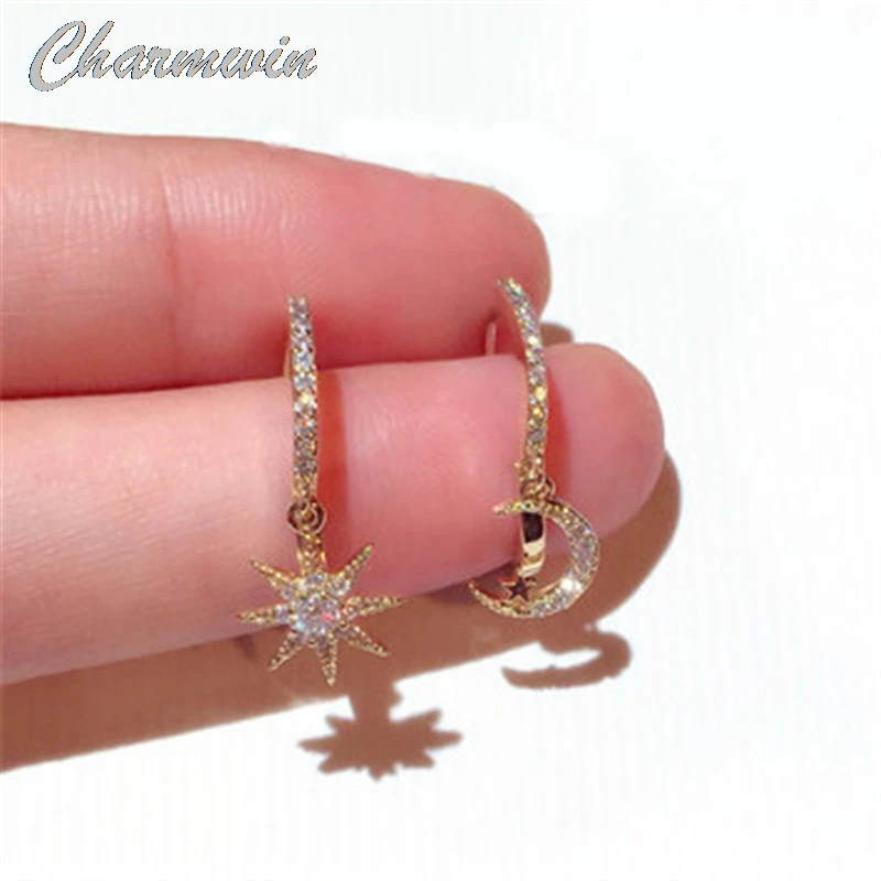 

Новинка, серьги-кольца для женщин, серьги, стразы, солнцезащитные звезды, ассиметричные серьги, модные ювелирные изделия, женский подарок